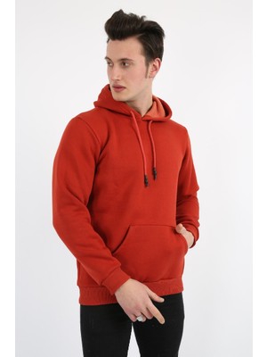 buğrahayalin Üç Iplik Şardonlu Kapşonlu Düz Erkek Günlük Sweatshirt