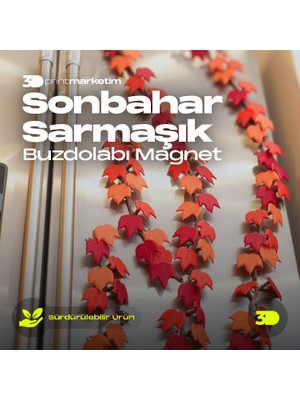3D Print Marketim Sonbahar Sarmaşık Buzdolabı Magnet Süsü Seti