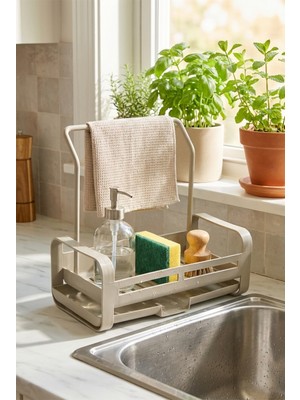 Emofom Sabunluk ve Havluluk Lavabo Mutfak Seti Askılı Evye Yanı Düzenleyici Süngerlik Hazneli Organizer