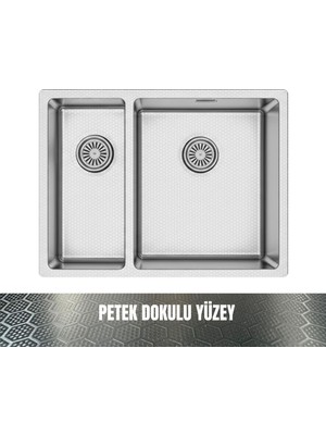 Gl General Redux 58X44 Inox Petek Dokulu Sol 1,5 Gözlü Paslanmaz Çelik Mutfak Eviyesi