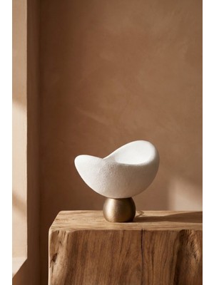 Pamuk's Design Luna Tasarım Masa Lambası Altın Detaylı Abajur Loş Amber Işık, Rustik Ampul Hediyeli 20 x 37 cm