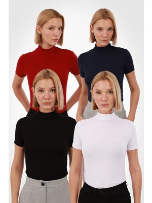Yade Fashion Kadın Kısa Kol Bluz 4’lü Set