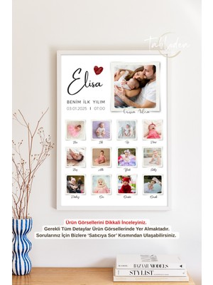 PremiumPort Özel Tasarımlı Bebek 1 Yaş Anı Çerçeveli Fotoğraf Tablosu