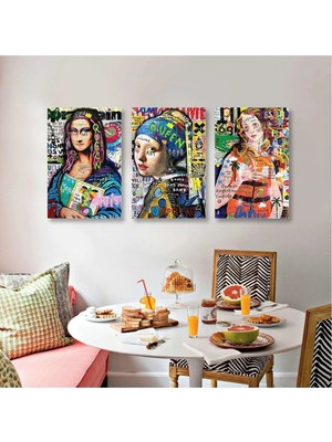 PremiumPort Renkli 3'lü Kanvas Tablo Seti, Sanat ve Dekorasyon Için Şık Seçenek