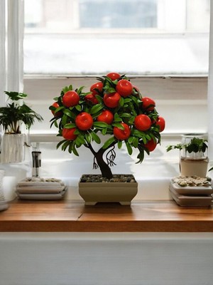 PremiumPort Canlı Görünümlü Dekoratif Mandalina Ağacı, Ev ve Ofis Için Şıklık Katıyor