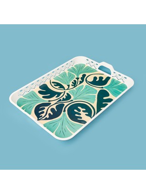 Evidea Kitchen Green Leaf Tepsi - Renkli - 41X31 cm