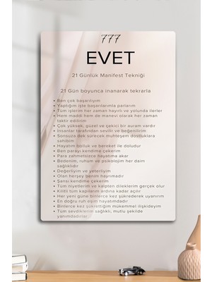 PremiumPort 21 Gün Manifestasyon Tablosu, Metal Üzerinde Parlak Şekilde 777 Olumlamalar