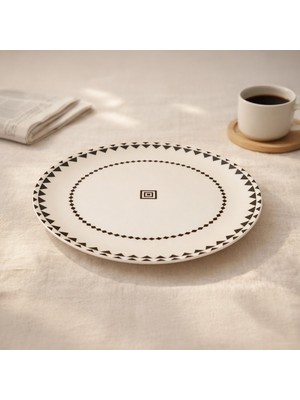 Evidea Kitchen Ethnic Servis Tabağı - Siyah / Beyaz - 25 cm