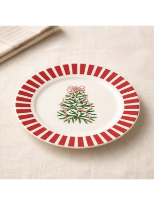 Evidea Kitchen Yeni Yıl Porselen Tatlı Tabağı - Renkli - 20 cm