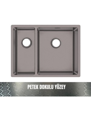 Gl General Redux 58X44 Antrasit Petek Dokulu Sol 1,5 Gözlü Paslanmaz Çelik Mutfak Eviyesi