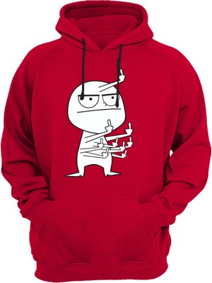 Widi Hediye Eğlenceli Komik Orta Parmak Tasarım Baskılı  3 Iplik Kalın Şardonlu Kanguru Cepli Sweatshirt