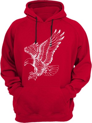 Widi Asil Kartal Baskılı Futbol Regular Fit %100 Pamuk Kırmızı Sweatshirt