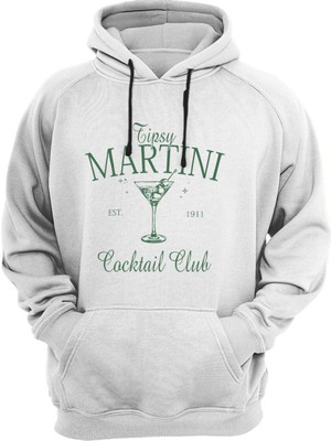 Widi Tipsy Martini Cocktail Club Tasarım Baskılı Old Money Y2K 3 Iplik Şardonlu Kanguru Cepli Sweatshirt