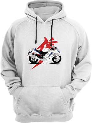 Widi Racing Motorsiklet Japon Motoru ve Yazı Baskılı Şık 3 Iplik Kalın Şardonlu Kanguru Cepli Sweatshirt