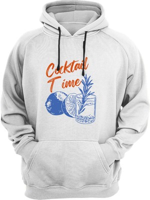 Widi Cocktail Time Tasarım Baskılı Y2K Old Money 3 Iplik Kalın Şardonlu Kanguru Cepli Sweatshirt