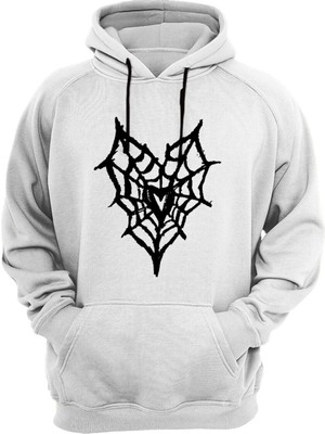 Widi Sokak Stili Streetwear Baskılı Gotik Kalp Örümcek Ağı %100 Pamuk Sweatshirt