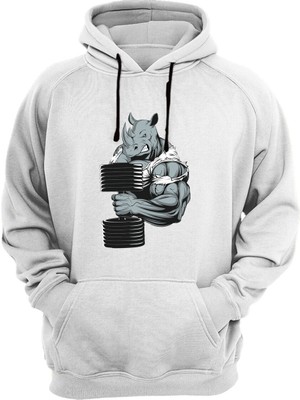 Widi Gym Sporcu Fitness Dumbell Kaldıran Boğa Baskılı %100 Pamuk Sweatshirt