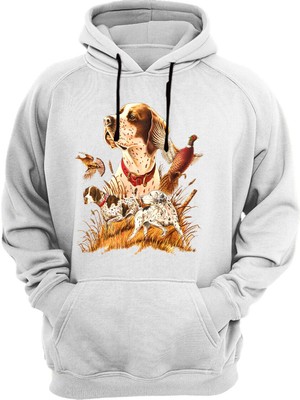 Widi Hunter Vahşi Yaşam Avcılık Av Köpeği Ingiliz Pointer Setter Sülün Baskılı Sweatshirt