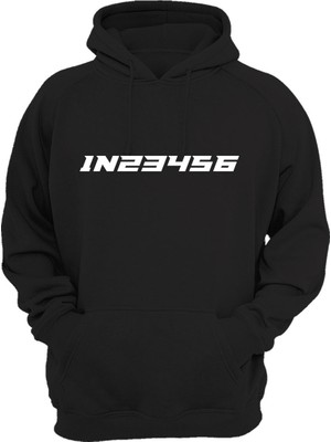 Widi Unısex Motorsiklet Vites Geçişleri 1N23456 Şık Cool Motorcu Baskılı Kanguru Cepl Siyah Sweatshirt