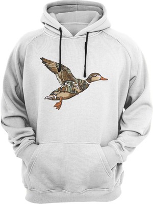 Widi Avcılık Hunter Kamuflaj Desen Ördek Baskılı 3 Iplik Kalın Şardonlu Kanguru Cepli Sweatshirt