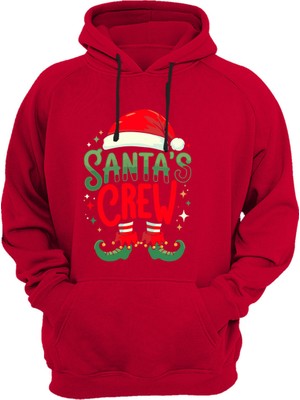 Widi Yılbaşı Christmas Noel Yeni Yıl Baskılı Regular Fit %100 Pamuk Kırmızı Sweatshirt