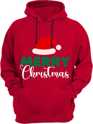 Widi Yılbaşı Baskılı Noel Merry Chirstmas Geyik Regular Fit %100 Pamuk Kırmızı Sweatshirt