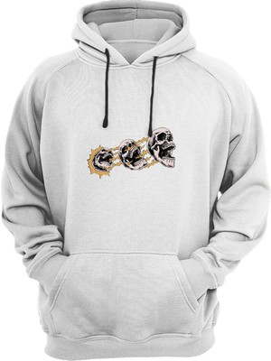 Widi 3 Skulls Baskılı Sweabeyaz T-Shirt