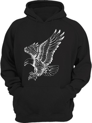 Widi Asil Kartal Baskılı Futbol Regular Fit %100 Pamuk Siyah Sweatshirt