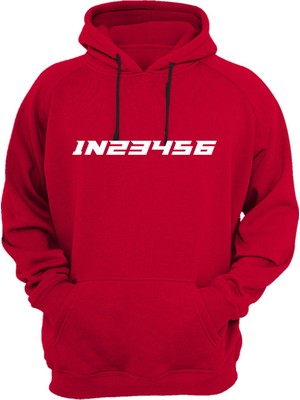 Widi Unısex Motorsiklet Vites Geçişleri 1N23456 Şık Cool Motorcu Baskılı Kanguru Cepl Kırmızı Sweatshirt