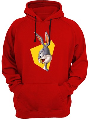 Widi Tavşan Baskılı Kırmızı Sweatshirt