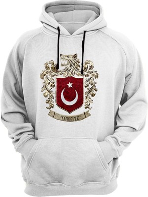 Widi Bozkurt Sembolü Türkiye ve Türk Bayrağı Kurt Baskılı %100 Pamuk Sweatshirt