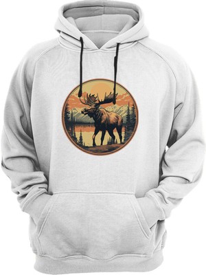 Widi Vintage Avcılık Hunting Maine Geyiği Doğa Vahşi Yaşam Baskılı Regular Fit %100 Pamuk Sweatshirt
