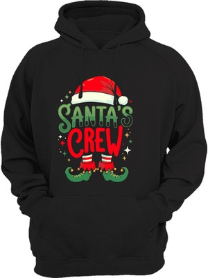 Widi Yılbaşı Christmas Noel Yeni Yıl Baskılı Regular Fit %100 Pamuk Siyah Sweatshirt