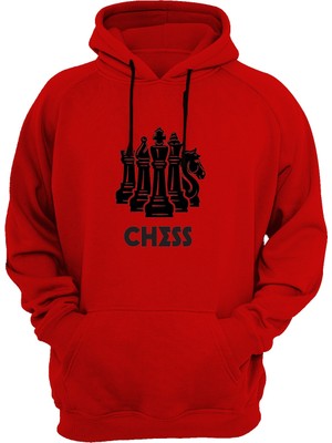 Widi Satranç Baskılı Kırmızı Sweatshirt