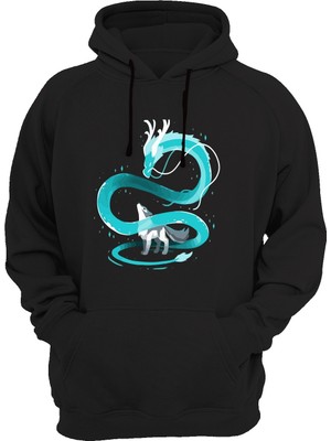 Widi Ejderha Baskılı Siyah Sweatshirt