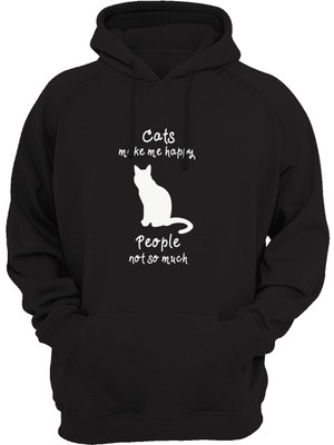 Widi Kedi Baskılı Siyah Sweatshirt