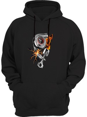 Widi Baskılı Siyah Sweatshirt