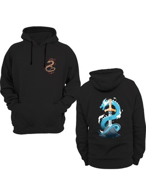 Widi Ejderha Baskılı Siyah Sweatshirt