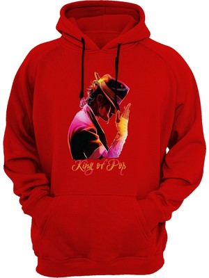 Widi Michael Jackson Baskılı Kırmızı Sweatshirt