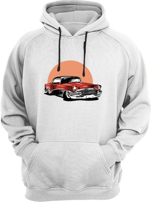 Widi Vintage Classic Car Old Araba Baskılı 3 Iplik Kalın Şardonlu Kanguru Cepli Sweatshirt