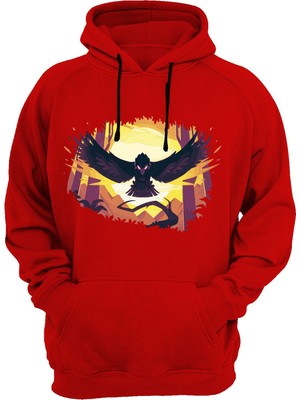 Widi Baykuş Baskılı Kırmızı Sweatshirt