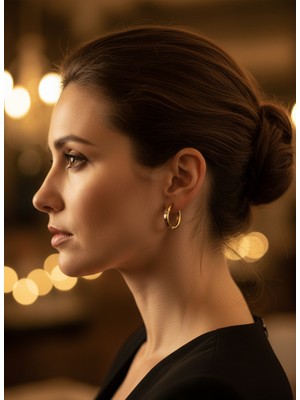 Medo E-Konsept Altın Kaplama & Doğal Taşlı Halka Küpe - Klipsli | Uzun | Son 4 Adet