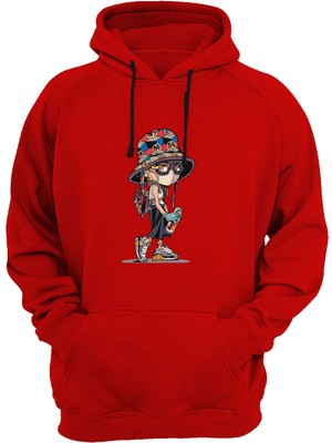 Widi Sprey Baskılı Kırmızı Sweatshirt