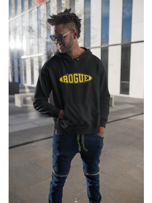 Widi Street Wear Rogue Yazı Baskılı Regular Fit %100 Pamuk Siyah Sweatshirt