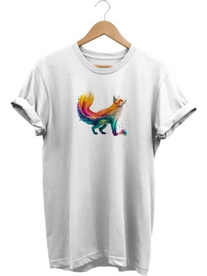 Widi Tilki Baskılı Beyaz T-Shirt