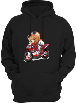 Widi Ayıcık Baskılı Siyah Sweatshirt