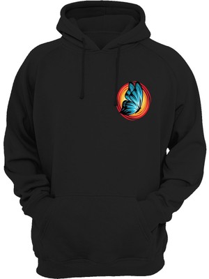 Widi Kelebek Baskılı Siyah Sweatshirt