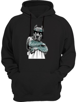 Widi Pitbul Baskılı Siyah Sweatshirt