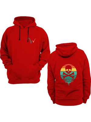 Widi Iskelet Baskılı Kırmızı Sweatshirt