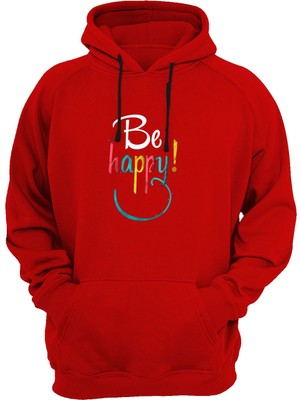 Widi Be Happy Baskılı Kırmızı Sweatshirt